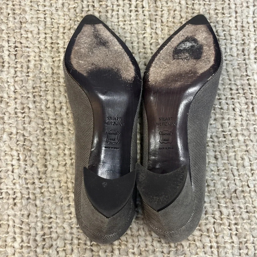 Stuart Weitzman Women's Pumps Taupe Gray Shimmer 2.5